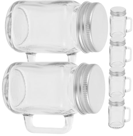 SOIMISS 6pcs Mini Mason Jars Handles Lids Reusable Airtight Lids for Canning Jars Shot Pickle