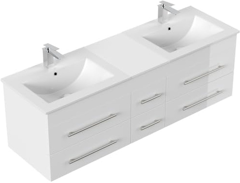 Magnolia Home Badmöbel Roma XL SoftClose Farbe Weiss Hochglanz