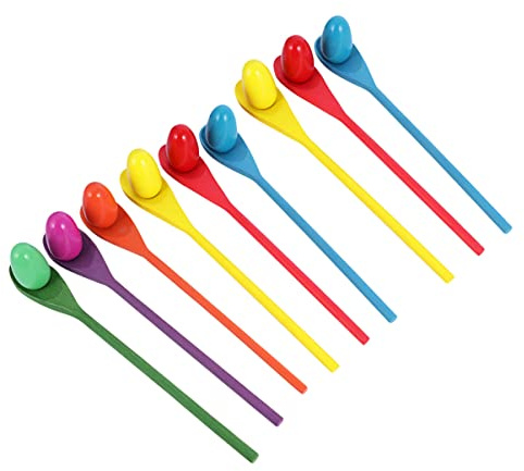 SUPVOX 9ensembles Jeu De Course Œufs Cuillères Lot de Cuillères Bois Jeux De Fête pour Garçon Fille Et Adultes Activités De Plein Air