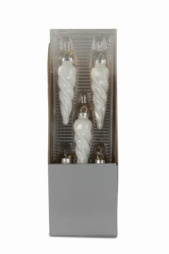 Riffelmacher Christbaumschmuck Eiszapfen | 5er Set Weiß Matt & Glanz | Glas 10 cm | 29367