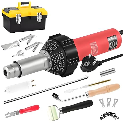 Kensbro Pistolet Soudure Plastique, 1600W Pistolet Air Chaud, Soudure Plastique pour TPO/PVC/HDPE, Machine de Soudage Plastique à Température Réglable avec Accessoires