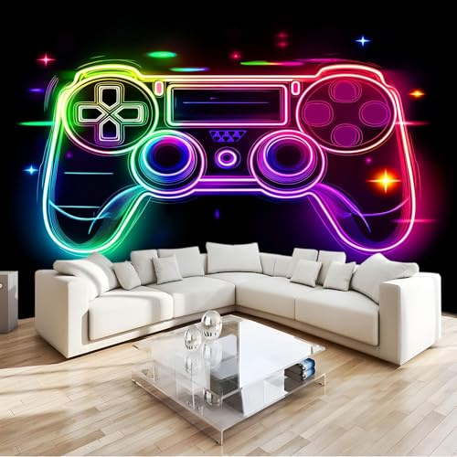 Générique Personnalisé Thème Gaming Papier Peint Mural Manette Jeu, Geant Intissé Poster Photo 350 x 256 cm pour Salon Chambre Fond Tv Murale Décoration Papier Peint Panoramique