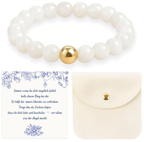 Ourdort Bague anti-stress en perles naturelles - Bague élastique pour femme, Perle simulée