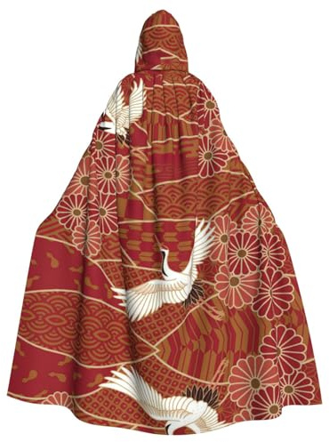 Liulannq Mantello unisex con cappuccio a due gru crisantemi, costume da strega vampiro per adulti, accessori squisiti.