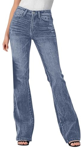 RYTEJFES Jeans Damen, Schlaghose Damen, Flared Jeans, Bootcut, Jeanshose, Stretch, damenjeans, Bootcut, Schlaghosen, high Waist, Schlagjeans, große größe, Blaue, Denim