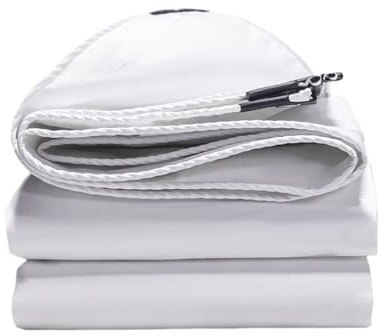 Telone Impermeabile 120 x 300 cm Extra Impermeabile Telo Occhiellato Multiuso con Occhielli per Mobili da Giardino Barche Legno Piscina Camion, Bianco