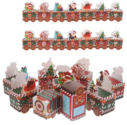 GARVALON Scatole Calendario Dell’Avvento Fai da Te a Forma di Treno Confezione da 24 Pezzi per Caramelle Natalizie Riempibili Decorazioni per Conto alla Rovescia di Natale e Regali
