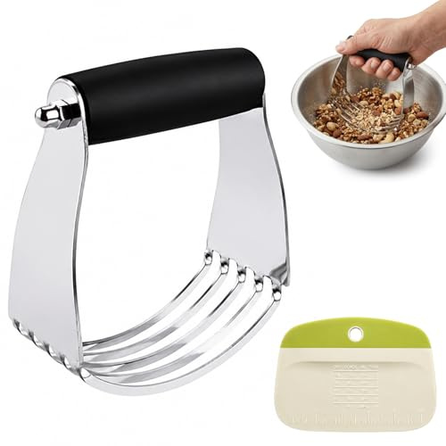 1Set Pastry Blender Tool, Duty Stainless Steel Baking Tools Dough Cutter and Mixer, Dough Blender Non-Slip Grip for Pie Crust Biscuits Bread scones