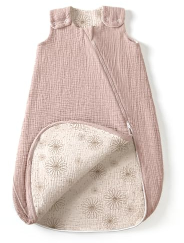 lulumoon Baby Schlafsack Musselin 0.7TOG: Luftig & dünner Sommerschlafsack | YKK 2-Wege-Reißverschluss für Windelwechsel - Baumwolle Babyschlafsack verhindert Hitzestau - Baby 0-3 Monate 50/56 OEKO-TEX