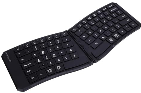 XUMIUZIY Ergonomic Foldable Keyboard, Portable Wireless Bluetooth Keyboard with V Shape Split Design and 3 Device Connectivity for IOS Laptop Tablet