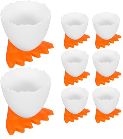 Kichvoe Set 8 Pezzi Portauova in Pp Arancione Base, Design Cartone Animato Adorabile, per Feste di Pasqua e Uso Domestico