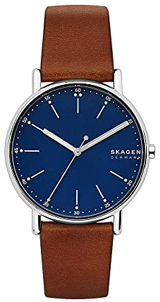 Skagen Herren-Signatur-Dreizeigeruhr, 40 mm Gehäusegröße Lederarmband