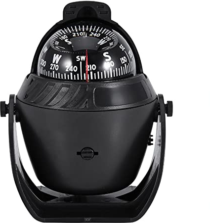 Filfeel Digital Marine Kompass, Hohe Präzision LED-Licht Schwenkbarer Kompass, Navigation Elektronischer Kugelkompass für Marine Boot Auto - 5,39 x 3,66, (Schwarz)