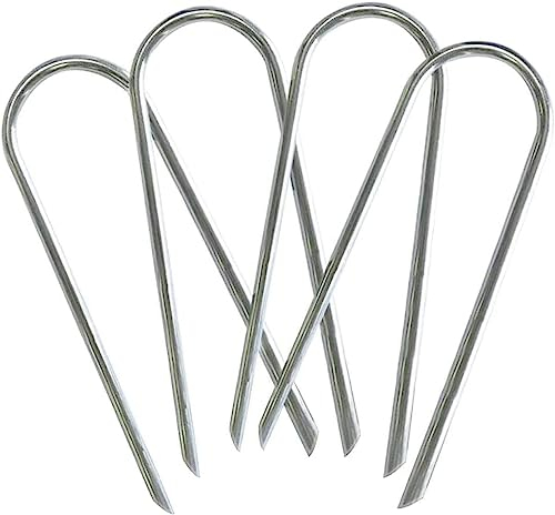 Uniprime Trampoline Stakes U Shaped Anchors Heavy Duty Metal - Long Trampolines Ground Wind Stakes for Soccer Goals, Camping Tents, Garden Decoration (4pcs)