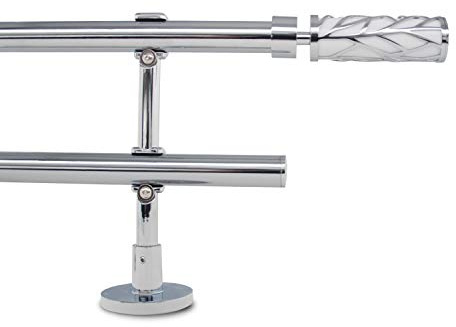 Gcurtain Bastone per tenda doppio regolabile, 70-120 cm, diametro 3/4, montaggio a parete, terminali a ramo bianchi