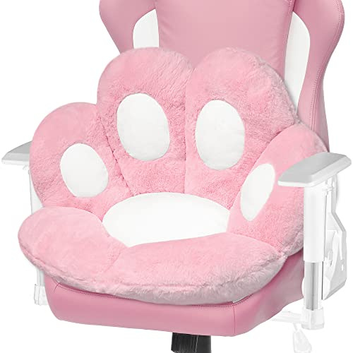 ELFJOY Cat Paw Cushion Comfy Plush Chair Cushions for Office Computer Gaming Chairs Soft Cute Floor Pillow for Dining Room Bedroom Decor (23.6 x 27.6 Pink)