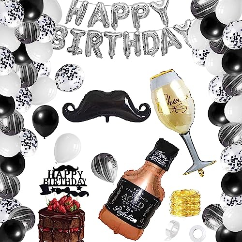 Decoraciones de Cumpleaños para Hombres,Happy Birthday Black Gold,Geburtstag Party Deko Set,Decoracion de Cumpleaños