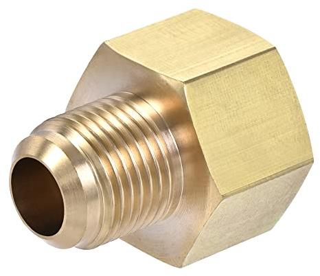 sourcing map Accesorio de Tubería de Latón Conector Adaptador de Tubo | 3/8 SAE Flare Macho 1/2 SAE Rosca Hembra, para Refrigeración de Aire Acondicionado
