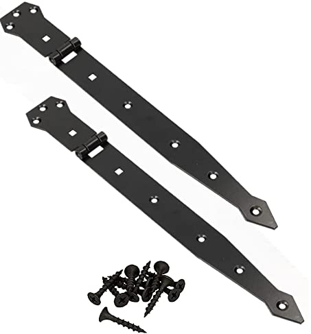 KOTARBAU® 2er Set Werfgehänge Türband Torscharnier Pulverbeschichtet Ladenband Kreuzgehänge Türscharnier Band Scharnier Schwarz Rostfrei Top 300 mm