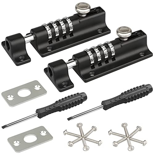 Loquet de Verrouillage à Combinaison, [étanche-2 Pcs] Spopal Verrou de Porte à Code, Imperméable Verrou à Combinaison à 4 Chiffres avec Vis de Fixation de Sécurité pour Armoire, Garage,l'école