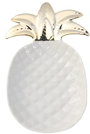 Cabilock Ringtablett Aus Keramik in Ananasform Schmuckplatte Für Armbänder Halsketten Ohrringe Schmuckdisplay Aufbewahrungstablett Weiß Stilvoll Und Funktional