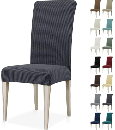 Ystyle Stretch Stuhlhussen 2er Set, Stuhlbezug Elastisch Abnehmbarer Waschbarer, Universal Hussen Für Stühle, Stuhlbezüge Chair Cover Für Hotel Bankett Küche Restaurant Hochzeit Party, Grau