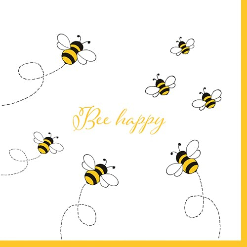 PAPSTAR 360 Servietten, 3-lagig 1/4-Falz 33 cm x 33 cm Bee Happy (89309, 12x30 Stück)
