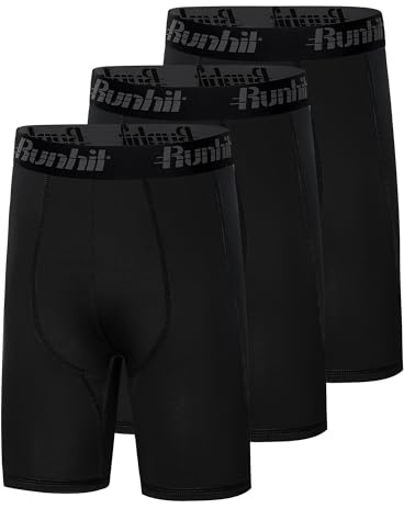Runhit 3 Pack Youth Boys' Compression Shorts,Boys Performance Athletic Base Layers Underwear Sports Shorts Black+Black+Black S