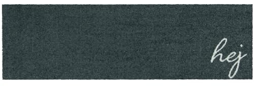 MOCAVI Mat Fußmatte Schuhparkplatz waschbar außen & innen anthrazit 30x100 cm Hej Schuh-Teppich lang, schmal, Schuhe ausziehen, Deko sbereich innen, außen, Matte, Haustür, Stiefelmatte