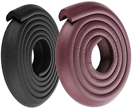 Striscia di protezione per tavolo per bambini, 2 m, bordo in vetro per bambini, horror, barra antiurto in schiuma, paraurti in schiuma, colore: nero e (2 pezzi)