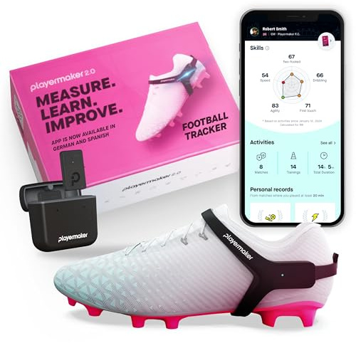Playermaker Smart Football Tracker for Cleats, 25+ Technical & Physical Football Training Metrics, 12 Month Access to Playermaker Technology App Included, Next-Level Precision Beyond GPS Trackers