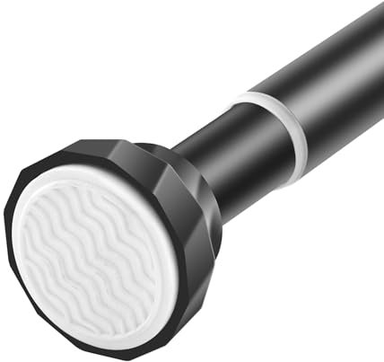 Shower Curtain Pole,Adjustable Shower Pole Spring Tension 198-255cm, Matte Black Shower Curtain Pole No Drilling,Shower Rod Rust Proof for Bathroom