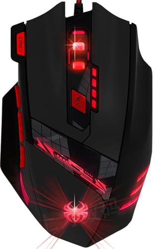XuanGui T90 Gaming Mouse with Side Buttons, Optical Wired Gaming Mouse with 9200 DPI, 8 Programmable Buttons, with RGB Lighting, Weight Tuning (Black)