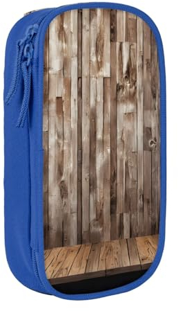 ASPOIJHN Federmäppchen aus Holz, großes Fassungsvermögen, doppellagig, Stifteetui, Schulbedarf für Mädchen, Jungen, Teenager, Elementar-Mitte, blau, Einheitsgröße, Krawattenetui
