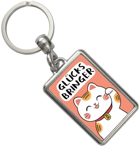 speecheese Winkekatze Schlüsselanhänger mit Spruch Glücksbringer Glückskatze für Gesundheit Erfolg und Glück kawaii Manga Gruß
