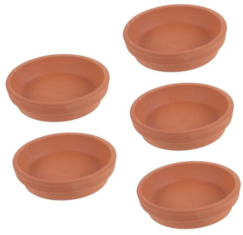 FUNOMOCYA 5pièces Lot de Soucoupes Rondes Terre Cuite pour Pots De Fleurs Plateaux Drainants Réutilisables pour Plantes Intérieur Supports Étanches pour Jardinières Robustes