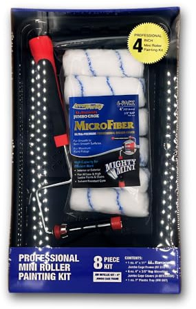 Arroworthy 8 Piece Roller Painting Kit, 4 x 11 inch Jumbo Barracuda Frame, 6 x 3/8th NAP Sleeves, 7 inch Tray