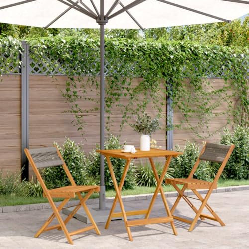Tidyard 3-TLG.Bistro-Set Bistroset Balkonset Sitzgruppe Gartenmöbel Garten Gartenmöbelset Bistrotisch Stehtisch Balkonstuhl für Garten,Balkon,Terrasse Grau Polypropylen und Massivholz