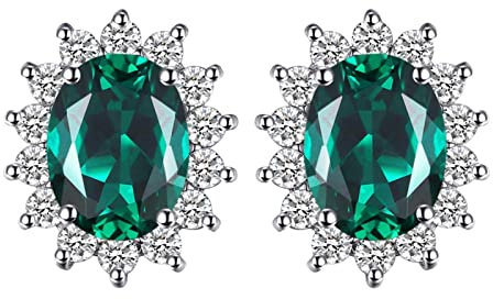 Ohrringe for Damen, silberne Ohrhänger, Ohrstecker aus 925er-Sterlingsilber von Kate Middleton, künstlicher grüner Smaragd, Prinzessin-Diana-Edelstein-Kronen-Ohrring