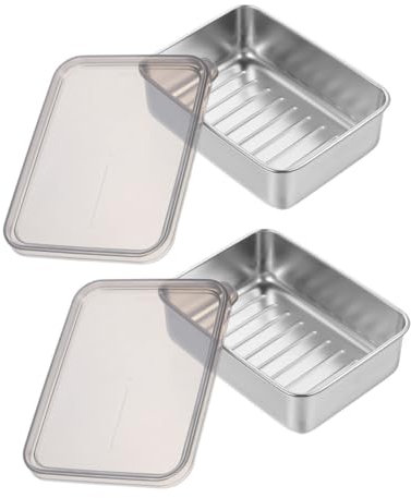HOLIDYOYO Recipientes Para Guardar Queso 2piezas Caja De Almacenamiento Inoxidable Soporte Para Lonchas De Queso Tapa Sellada Artículos De Cocina Refrigerador Durabilidad y Practicidad