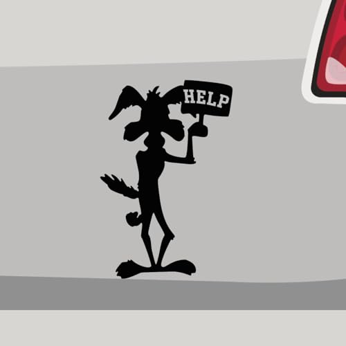 Autoaufkleber - Coyote Help Delle Kojote Fun - Sticker, Aufkleber für Auto, Motorrad, Fahrrad, Laptop, LKW, JDM Decal Racing (28x18,5cm | Schwarz)