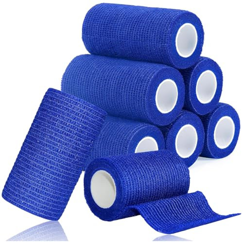 Duoleimi Bandage Auto-adhésif pour Chien, Chat, Cheval - 8 Rouleaux 7.5cm x 4.5m， Fixation Autocollant et Flexible Autocollant Bandage en Coton pour Le Soin Rapide des plaies.
