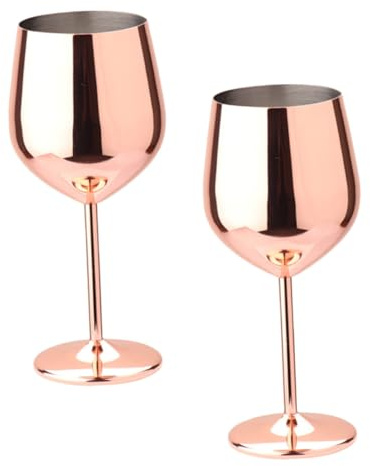 OKUMEYR 2piezas Vasos De Vino De Acero Inoxidable Irrompibles Copas De Cóctel Para Fiestas y Bodas Rosado Reutilizables y Ligeros