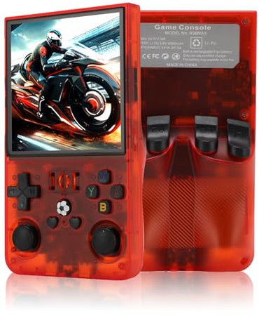 R36MAX Console de jeu portable rétro avec écran IPS de 4 pouces, mini console rétro, 4000 mAh, lecteur vidéo portable, mini console de jeu rétro avec carte mémoire, deux