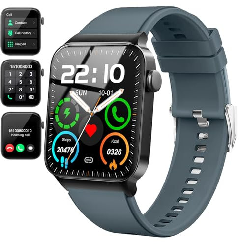 Smartwatch Uomo Donna, 1.85 HD Orologio Bluetooth Effettua/Risposta Chiamate, 110+ Sportive Smart Watch Cardiofrequenzimetro/Contapassi/SpO2/Sonno, Impermeabile IP68 Fitness Tracker per Android iOS