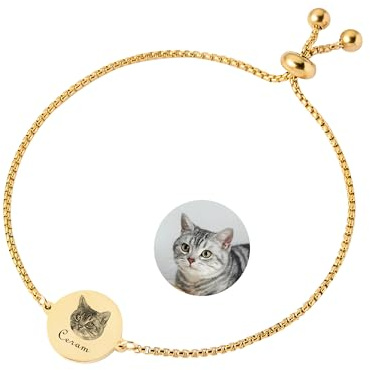 Svyqwmz Personalisierte gravierte Haustier Foto Armband benutzerdefinierte Katze Hund Name Armbänder für Frauen Männer Haustierliebhaber