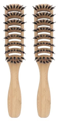 Bambú Cepillo para el cabello Hombres para mujeres peinado para el cabello 9 filas diseño hueco de diseño ergonómico liviano para uso diario 2pcs