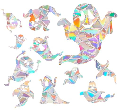 Rainbow Static Glass Window Stickers Colorful Bird Suncatcher Halloween Decorative Collision Prevention Art (D, One Size)