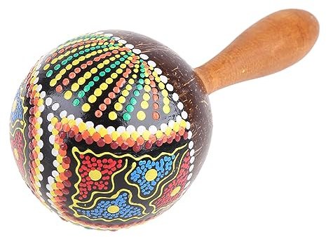 Coconut For Shell Sand Hammer Shaker Gourd Kashaka Indonesia Shaker Rattle Percussion Musical Instrument Educational Toy Baby Maracas Wooden Non Toxic