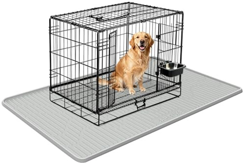 Bartuke Silikon Hundekiste Pad Liner, 46x32 Bettmatte für Haustiere Kiste Matte für Hundekäfige, Zwinger Matte mit erhöhtem Rand, waschbar, wasserdicht, auslaufsicher